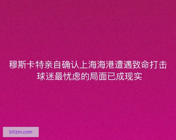 穆斯卡特亲自确认上海海港遭遇致命打击 球迷最忧虑的局面已成现实 穆斯卡特亲自确认上海海港遭遇致命打击 球迷最忧虑的局面已成现实