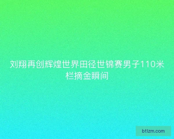 刘翔再创辉煌世界田径世锦赛男子110米栏摘金瞬间