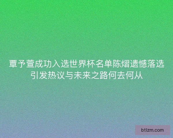 覃予萱成功入选世界杯名单陈熠遗憾落选引发热议与未来之路何去何从
